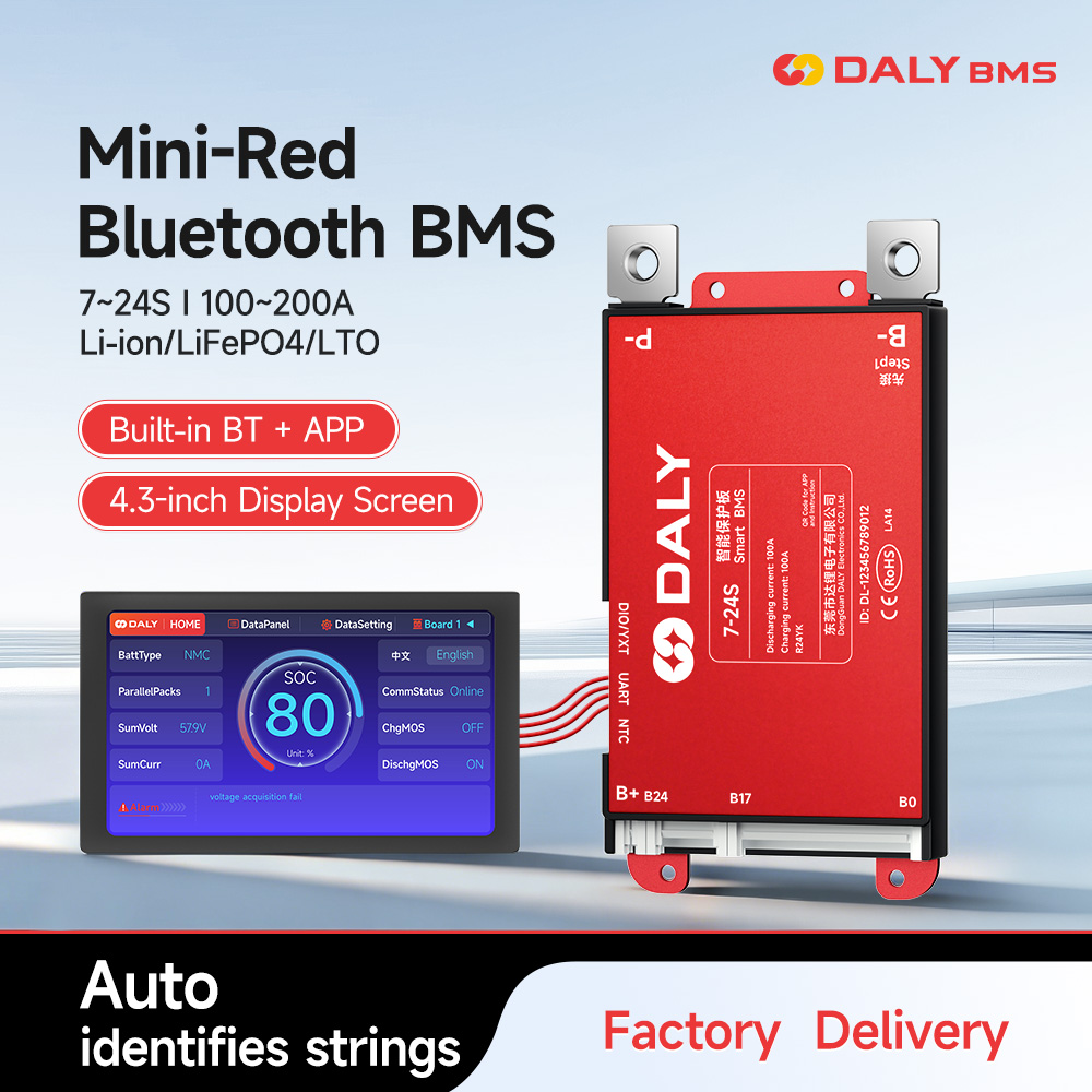 Smart Bms 24S 200A Bluetooth Lifepo4 - Daly Smart BMS 4.3LCD Polegadas UART