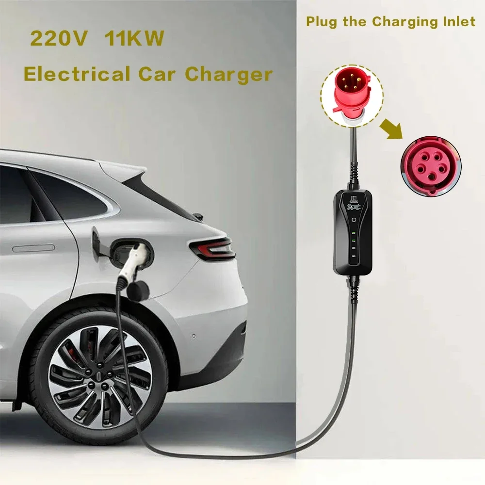 11KW 16A Portable EV Charger T - огляд і ціна Type 2 Portable Ev Charger 11Kw Cee